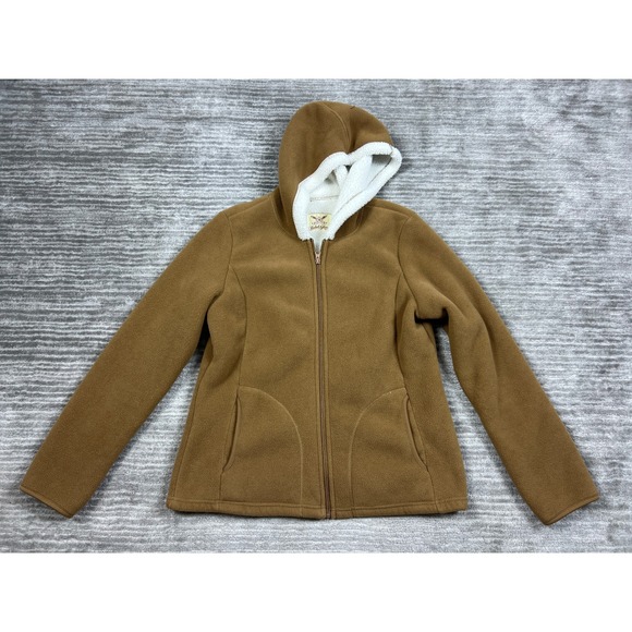 Faded Glory Jacket Womens Medium Brown Full‎ Zip Hooded Fleece Polyester - Picture 1 of 10